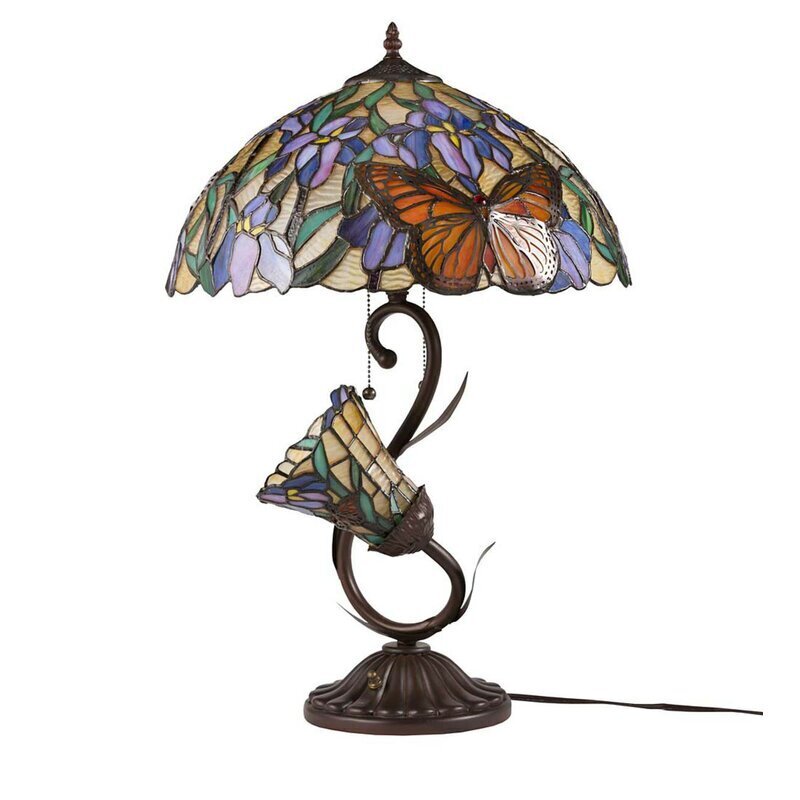 Two stemmed Tiffany Style Butterfly Lamp