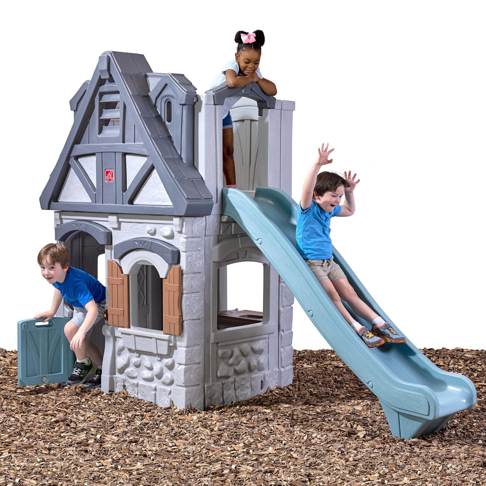 Toy house with store slide