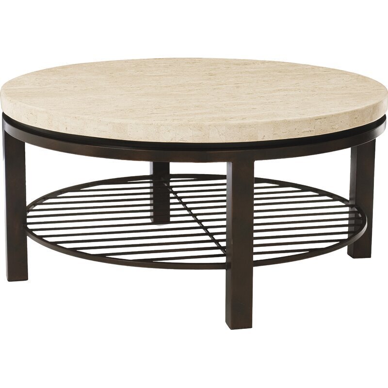 Two Tiered Round Stone Top Coffee Table