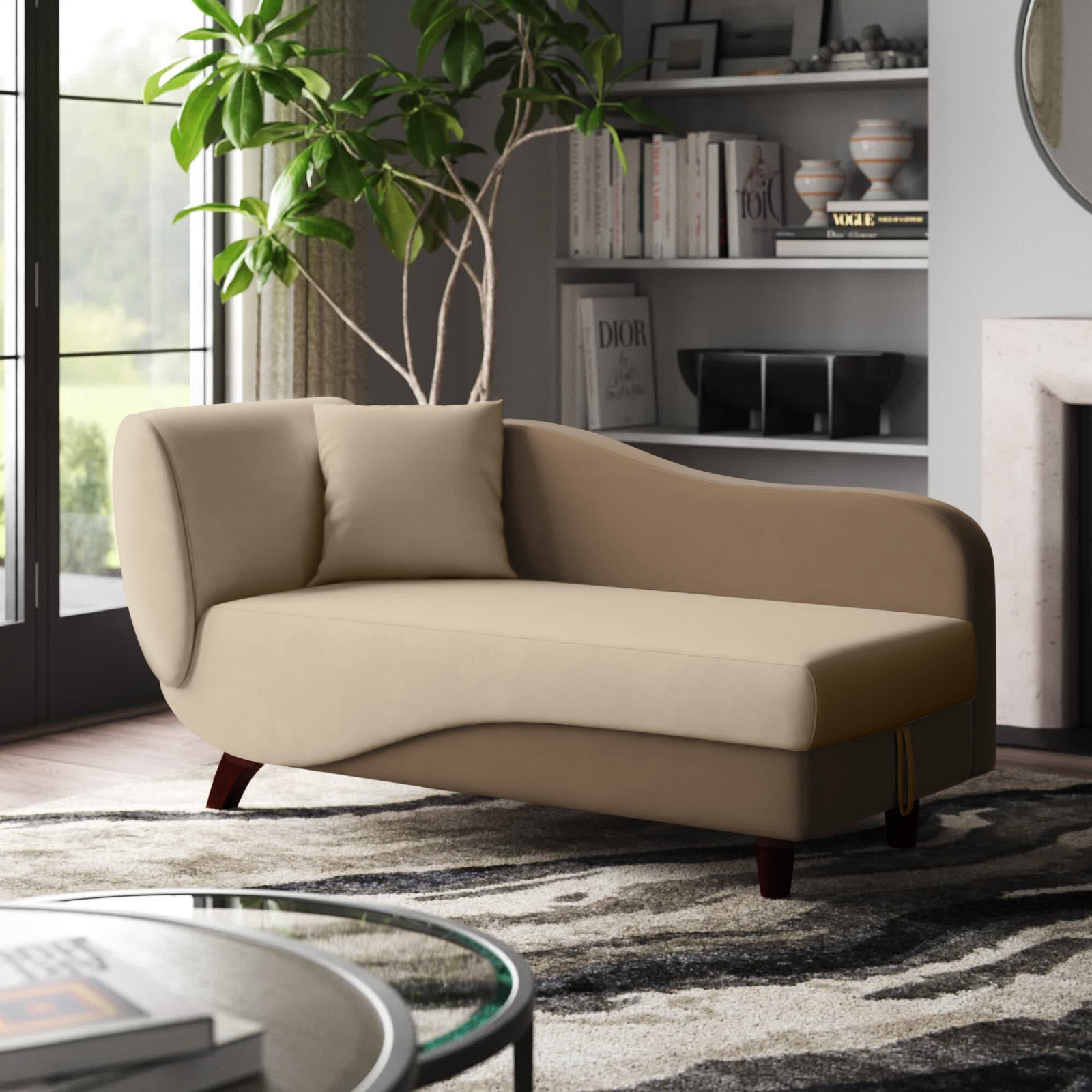 Gray Armless Velvet Chaise Lounge Chair Bench Bedroom Living Room Furniture Grey 