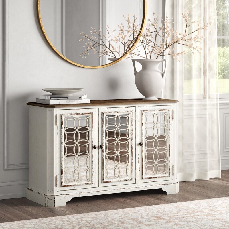 Two toned White Mirror Sideboard
