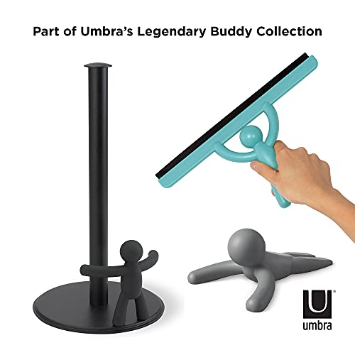 Umbra Buddy Paper Towel Holder Stand for Kitchen Countertop, Unique Dispenser, 7.16 Inch L x 7.16 Inch W x 13.25 Inch H, Black