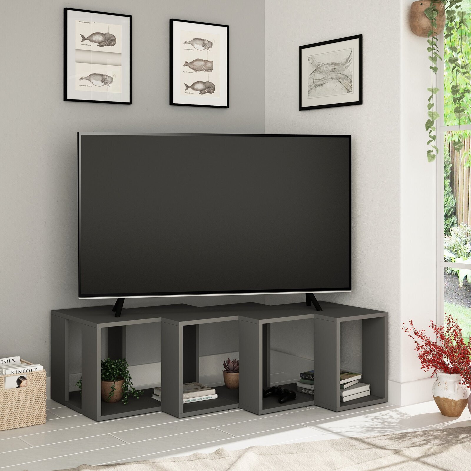 Unique Cube Design Modern Corner TV Unit 