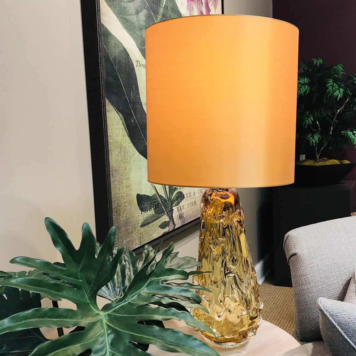 Unique orange glass lamp