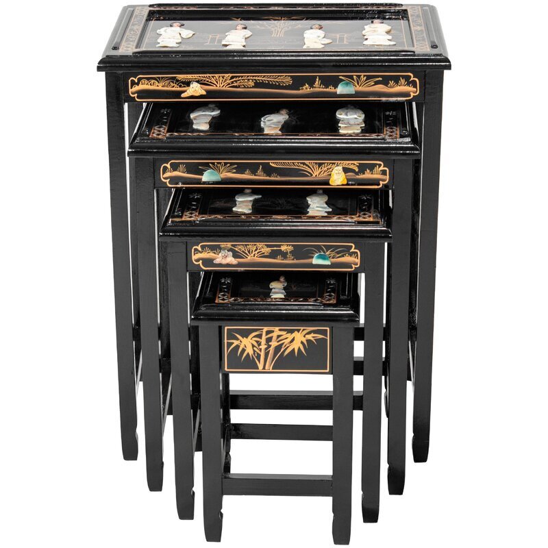 Unique Painted Ladies Chinese Nesting Tables
