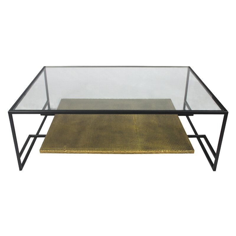 Unique wrought iron coffee table with glass top