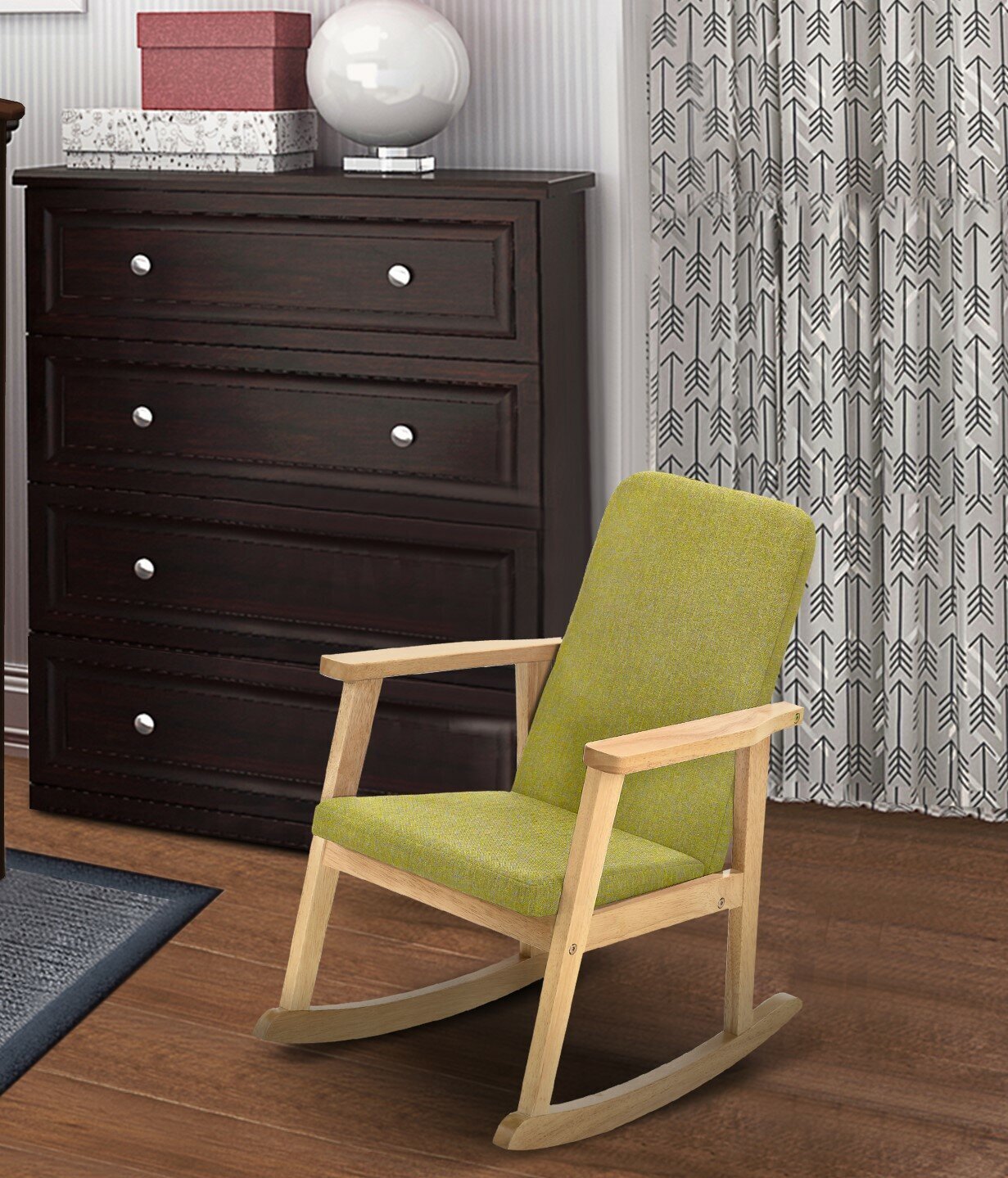 Upholstered and Wood Rocking Chair for Kids