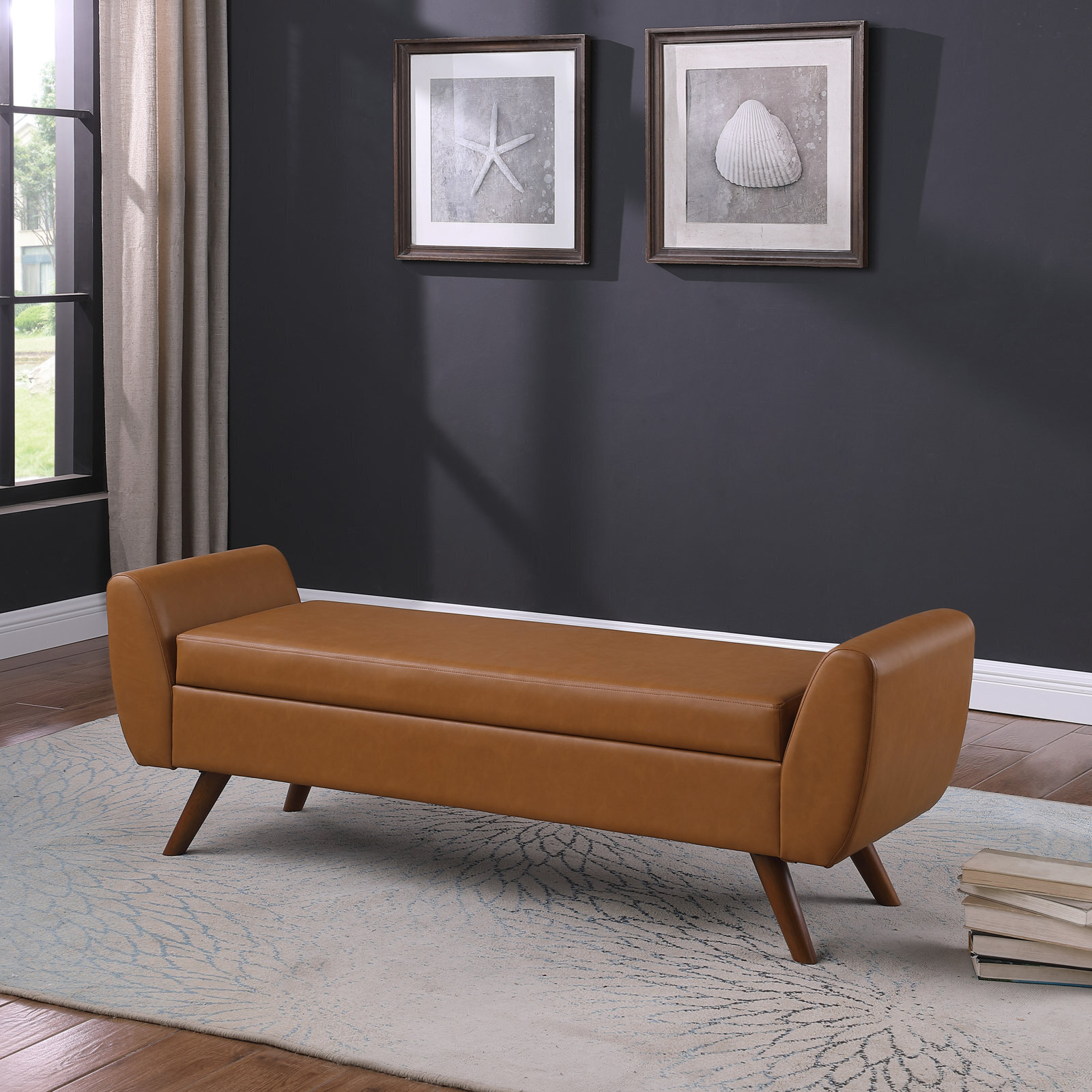 Upholstered Bench With Arms And Hinged Lid Storage