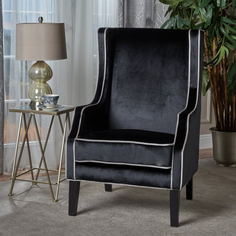 Upright 31” Wide Black Wingback Chair