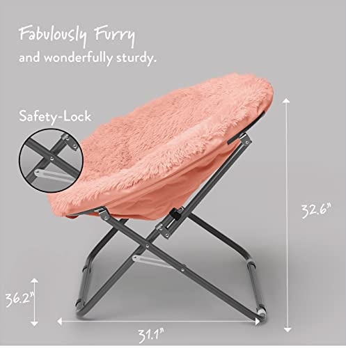 Cool Chairs For Teenage Bedrooms Ideas On Foter   Urban Shop Mongolian Faux Fur Oversized Saucer Chair Blush 1 