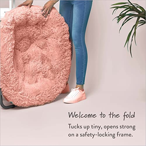 Urban Shop Mongolian Faux Fur Oversized Saucer Chair, Blush