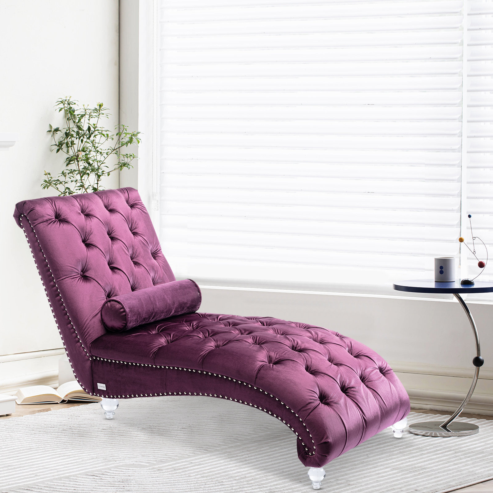 chaise New Faux Leather Lounge Chair Purple 