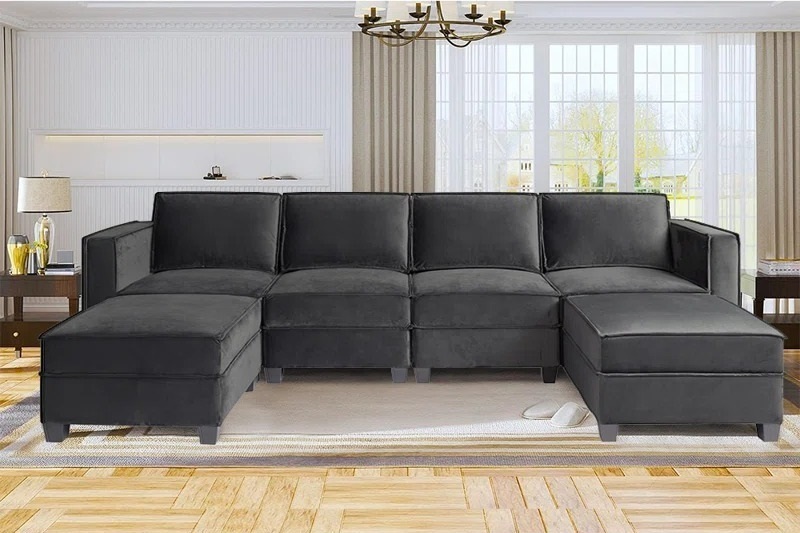 Velvet Storage Sectional Sofa