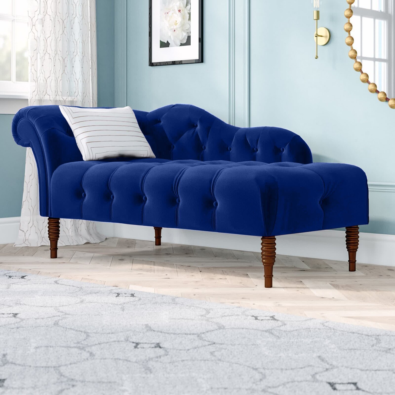 Vibrant Fully Tufted Right Hand Chaise Lounge