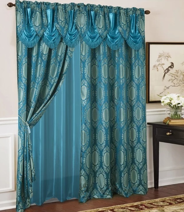Vibrant Polyester Curtains with Attached Valance 