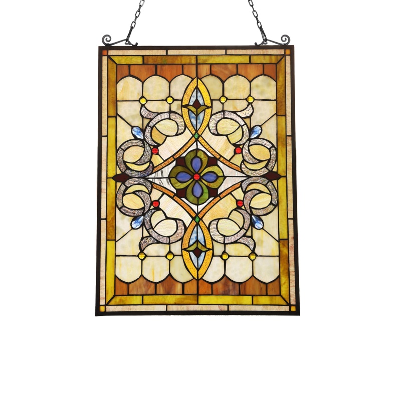 Victorian Tiffany Glass Window Panel