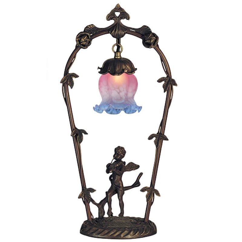 Vintage Cherub Lamp With Floral Theme