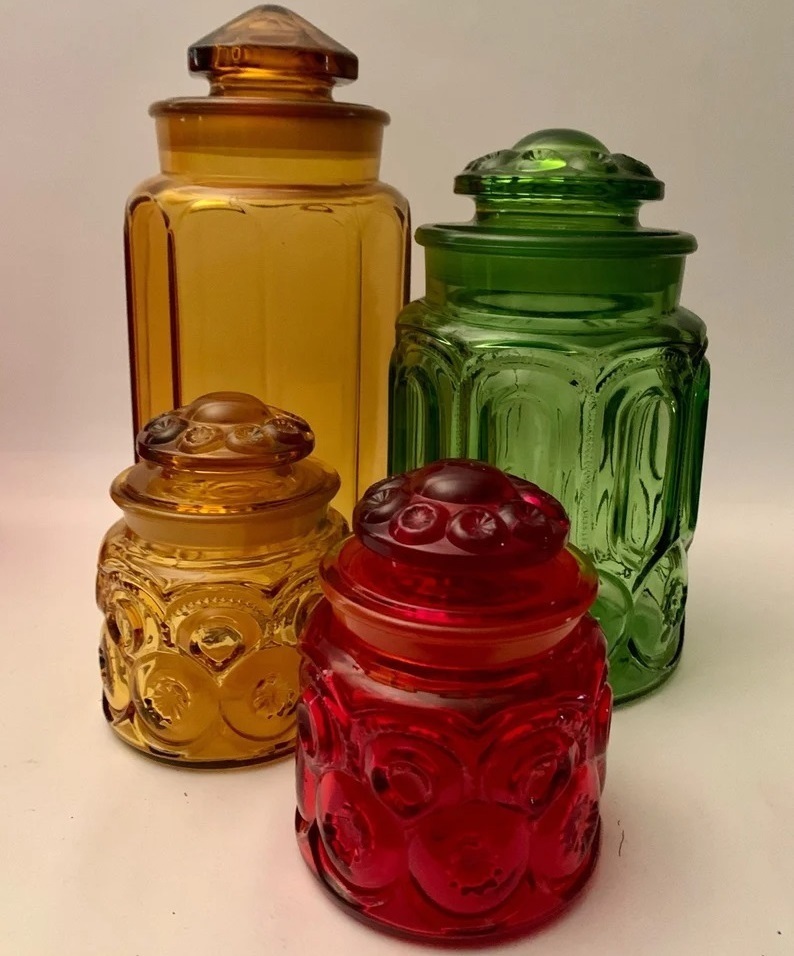 Vintage Colored Glass Kitchen Containers