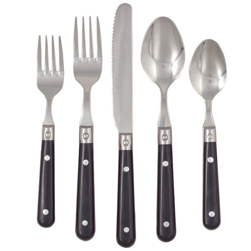 Vintage French Inspired Silverware with Black Handles