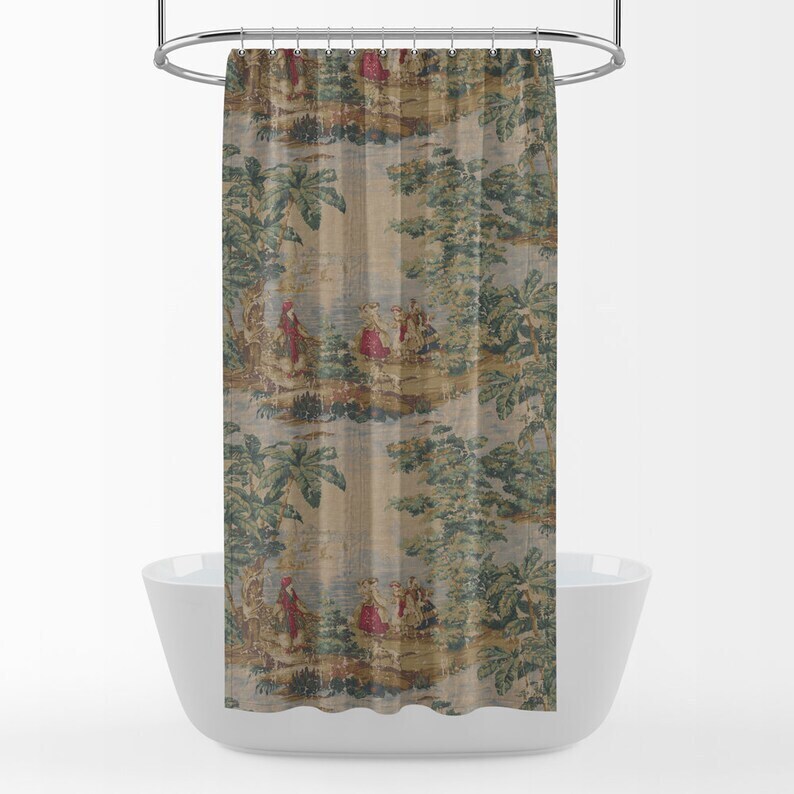 Vintage French Toile Shower Curtain