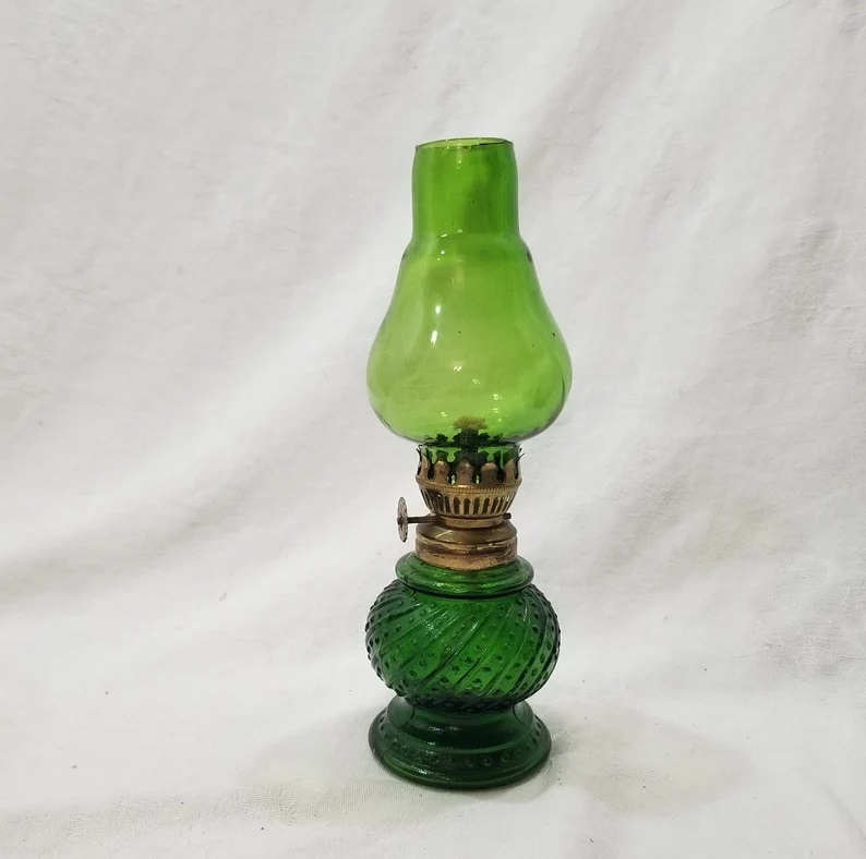 Vintage Green Oil Lamp