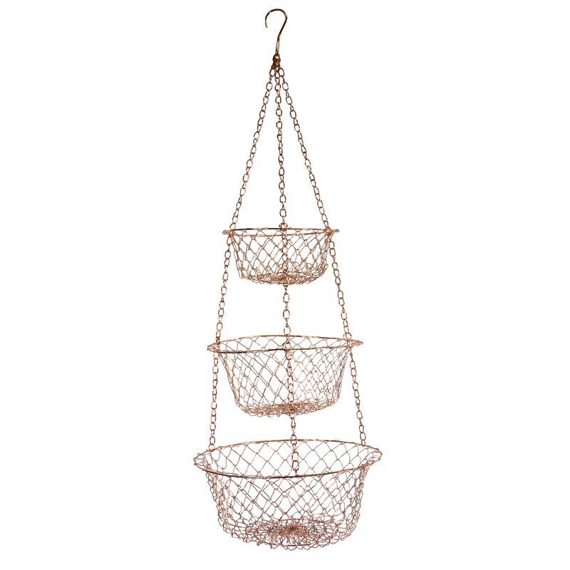Vintage Hanging Three Sized Wire Baskets 