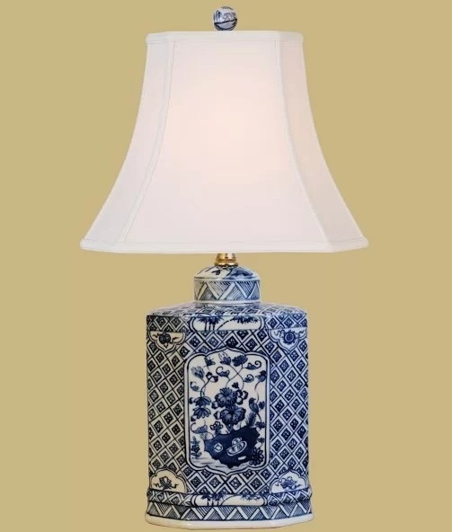 Vintage porcelain lamp with flowers