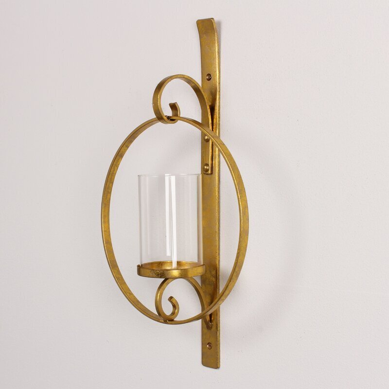 Vintage Style Gold Hurricane Candle Sconce