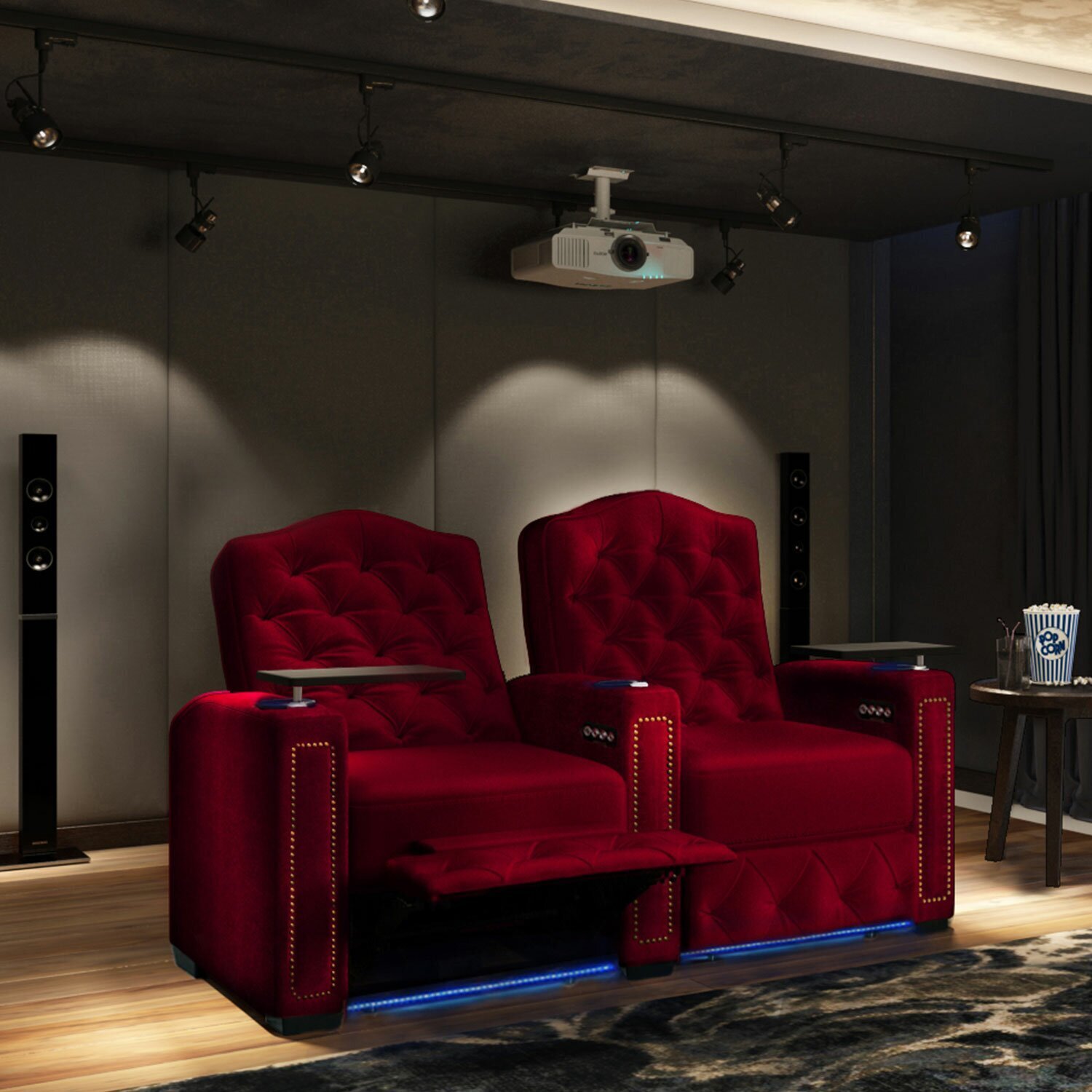 Vintage Style Red Home Theater Seating