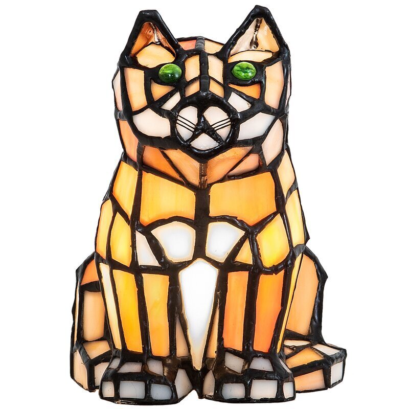 Vintage Style Stained Glass Cat Table Lamp
