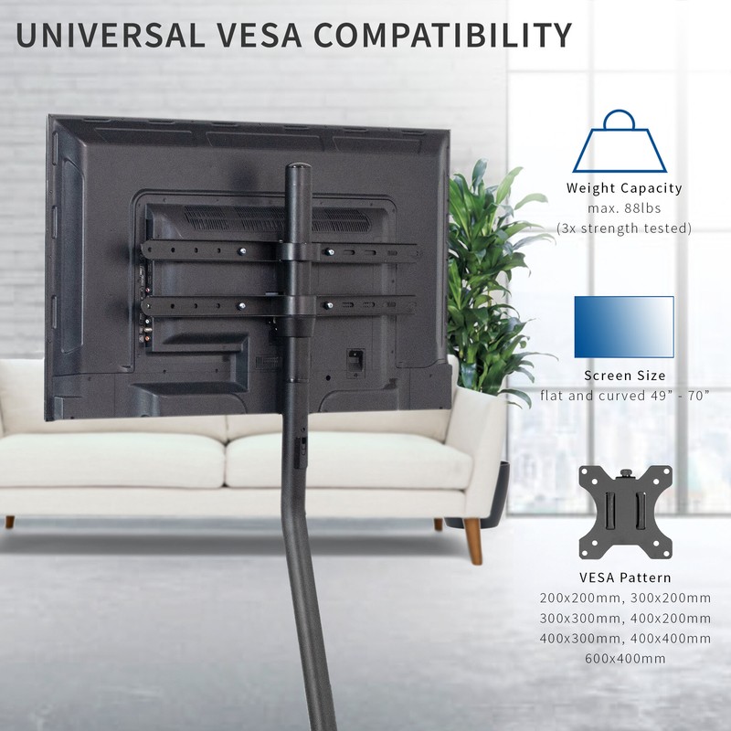Vivo Black Swivel Floor Stand Mount for Greater Than 50" Screens Holds up to 88 Lb. lbs