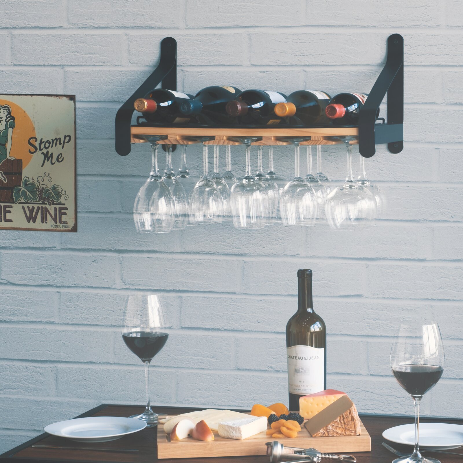 Wall Mounted Wine Glass And Bottle Rack