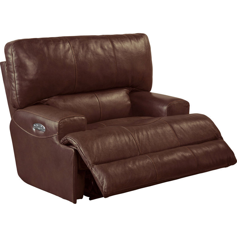 Walnut frame leather recliner