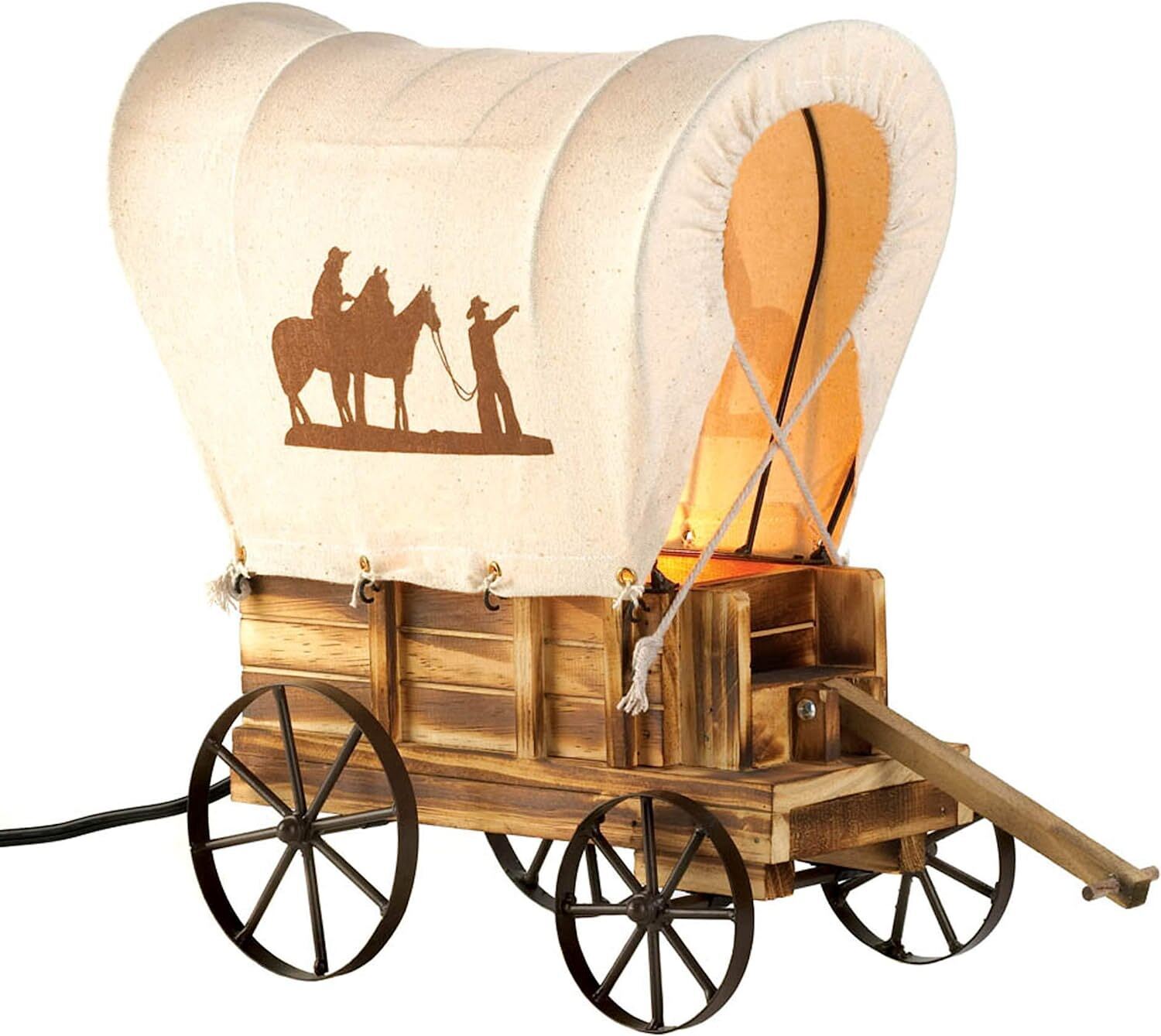 Western Covered Wagon Lamp with horses