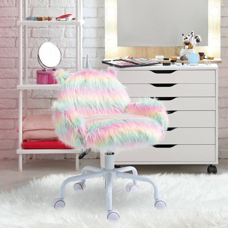 Whimsical Rainbow Unicorn Furry Chair