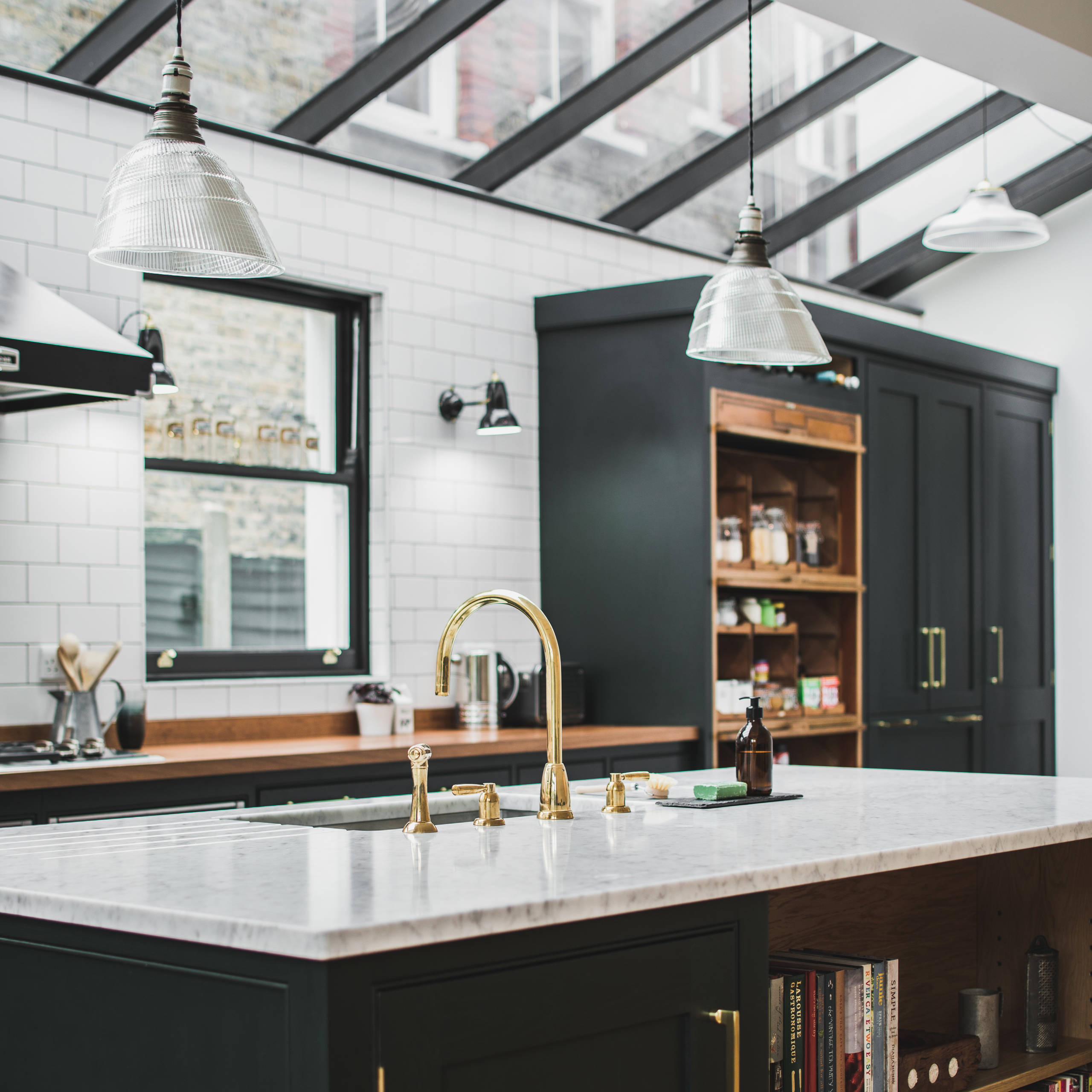 White and black industrial kitchen