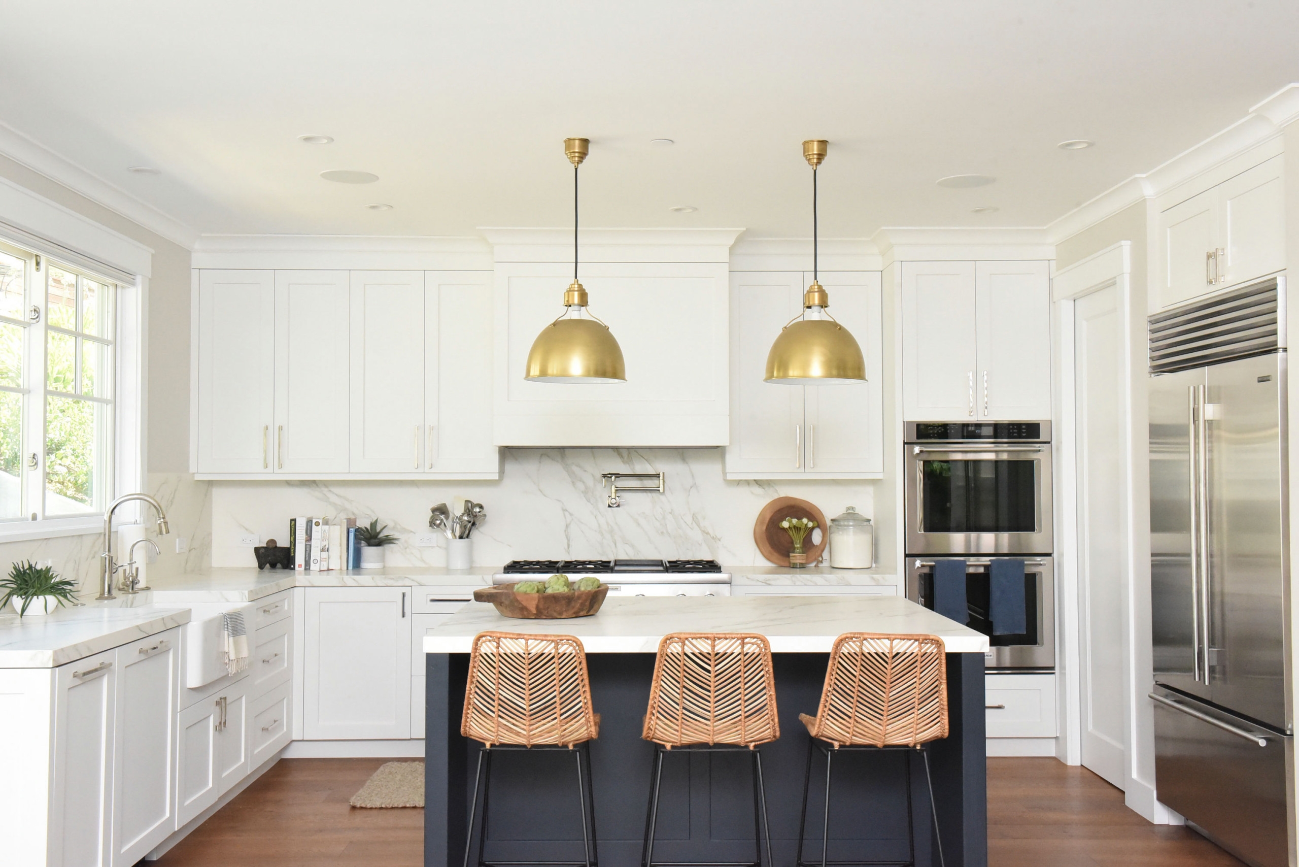 pendent light fro a white kitchen