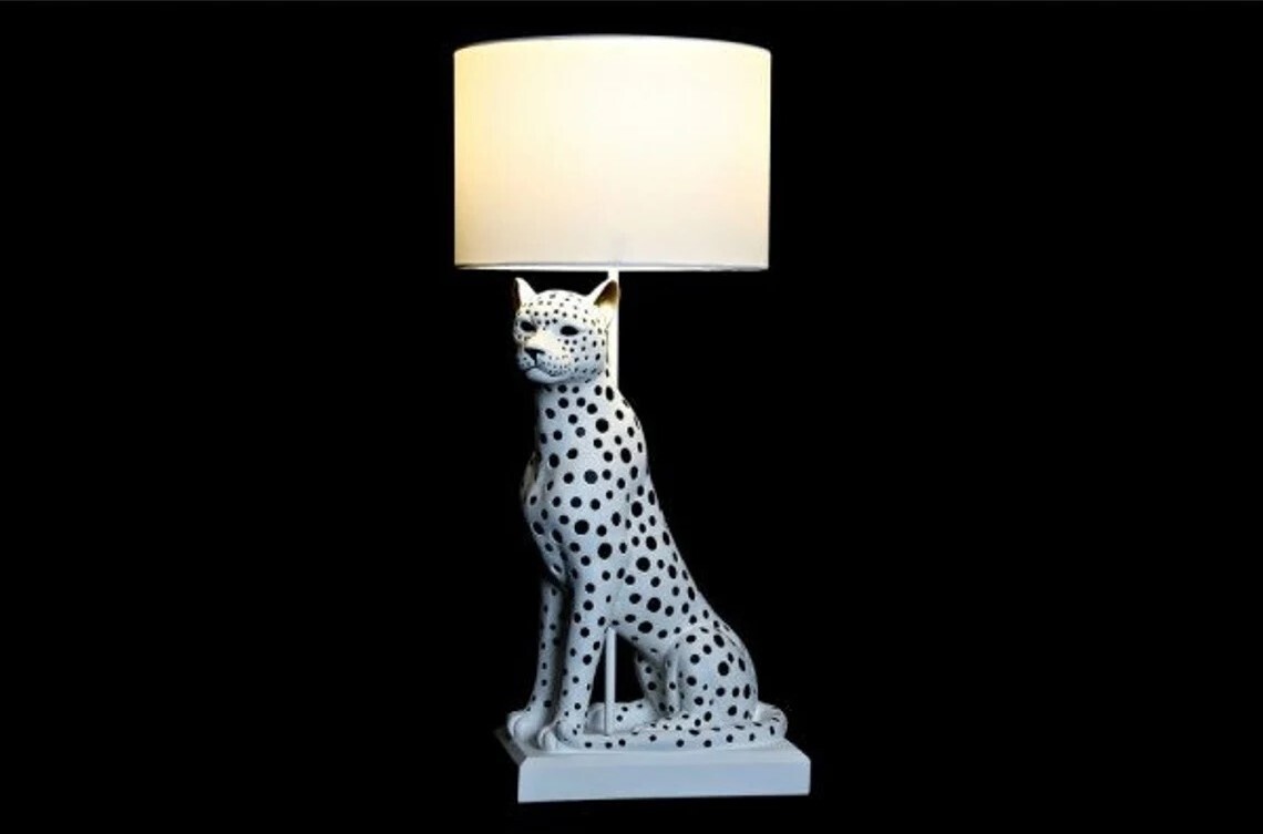 White Leopard Lamp