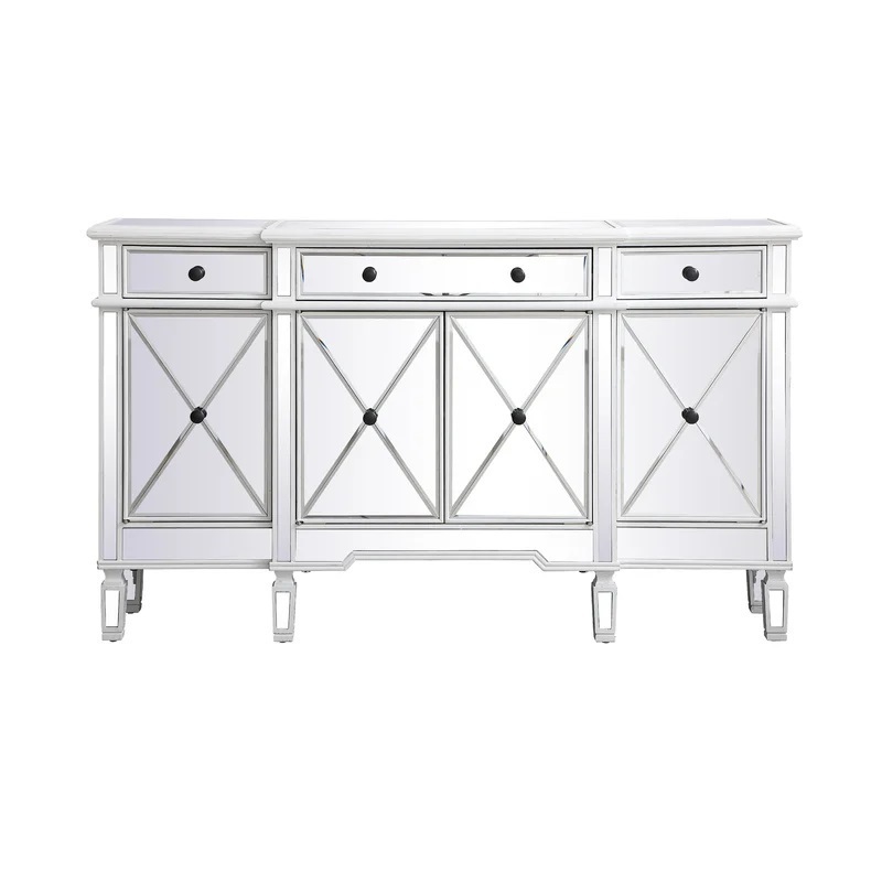 White Mirrored Sideboard With Drawers