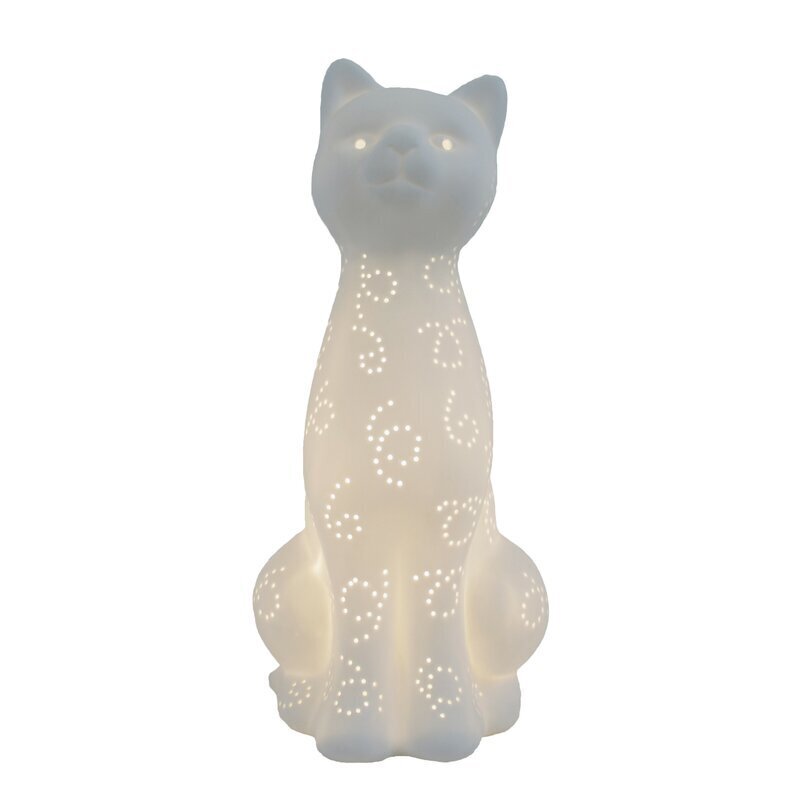 White Porcelain Cat Figurine Lamp