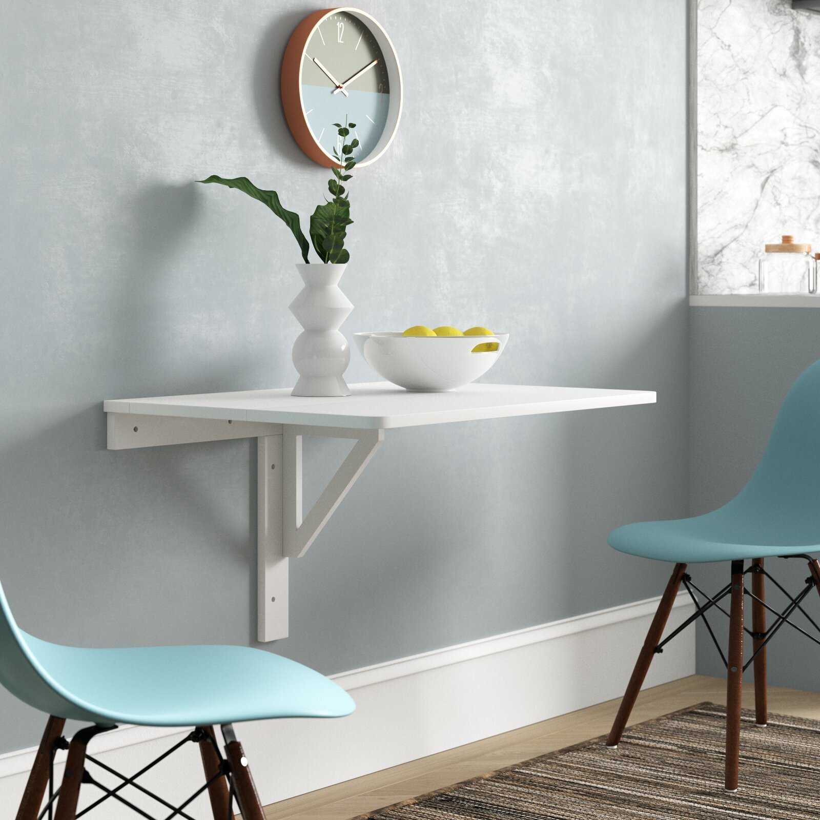 White Wall Mounted Drop Leaf Desk Table