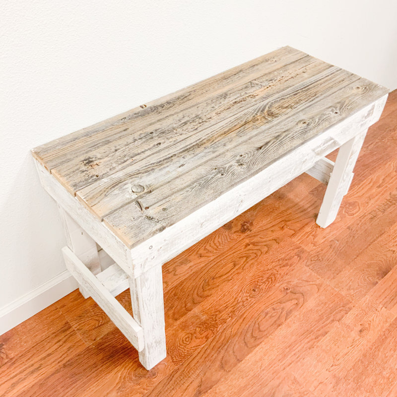 Whitewashed Rustic Reclaimed Wood Bench