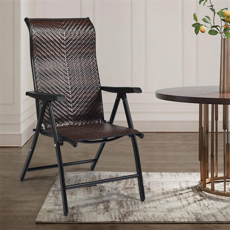Wicker Folding Chair With Full Back