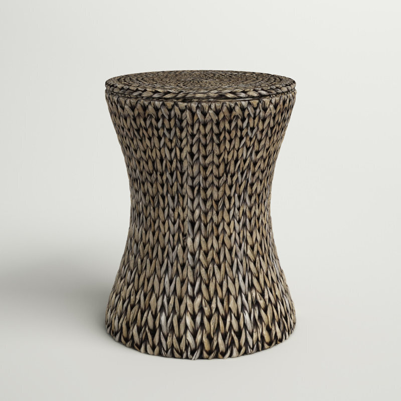 Wicker round drum end table