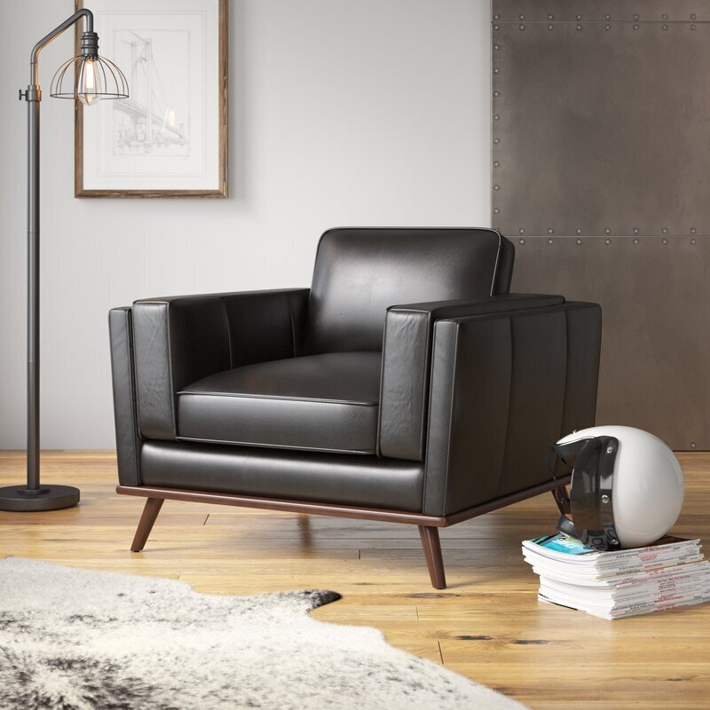 Wide and Comfortable Modern Leather Armchair