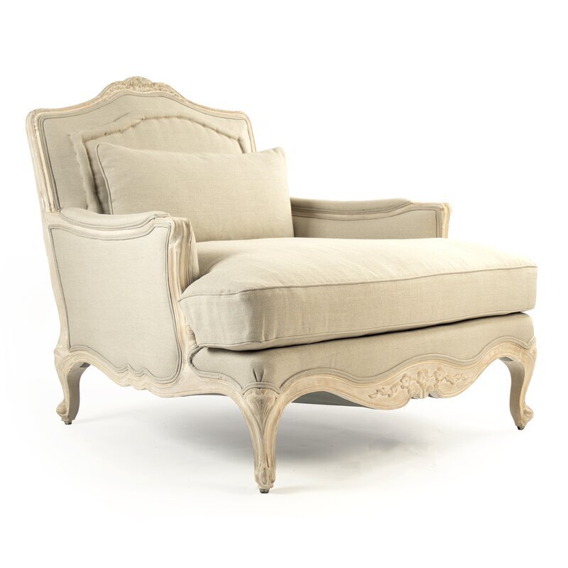 Wide and Relaxing Beige Bergere Chair 