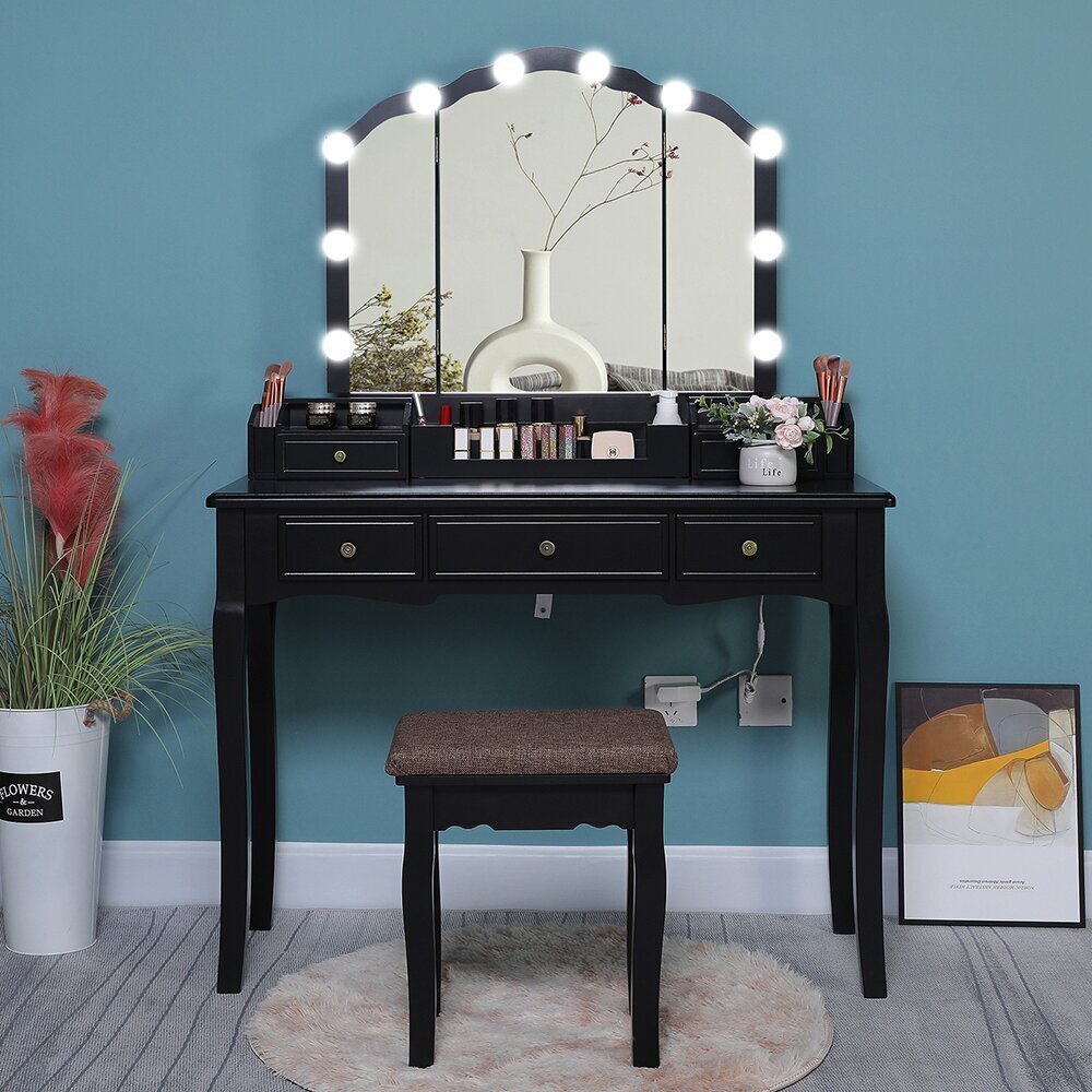 Wide Vanity Set with Lighted Mirror