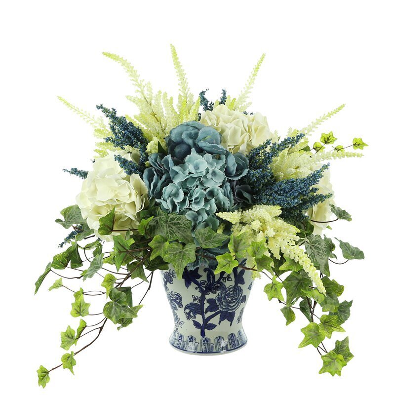 Widespread Combined Floral Arrangement in Colorful Vase