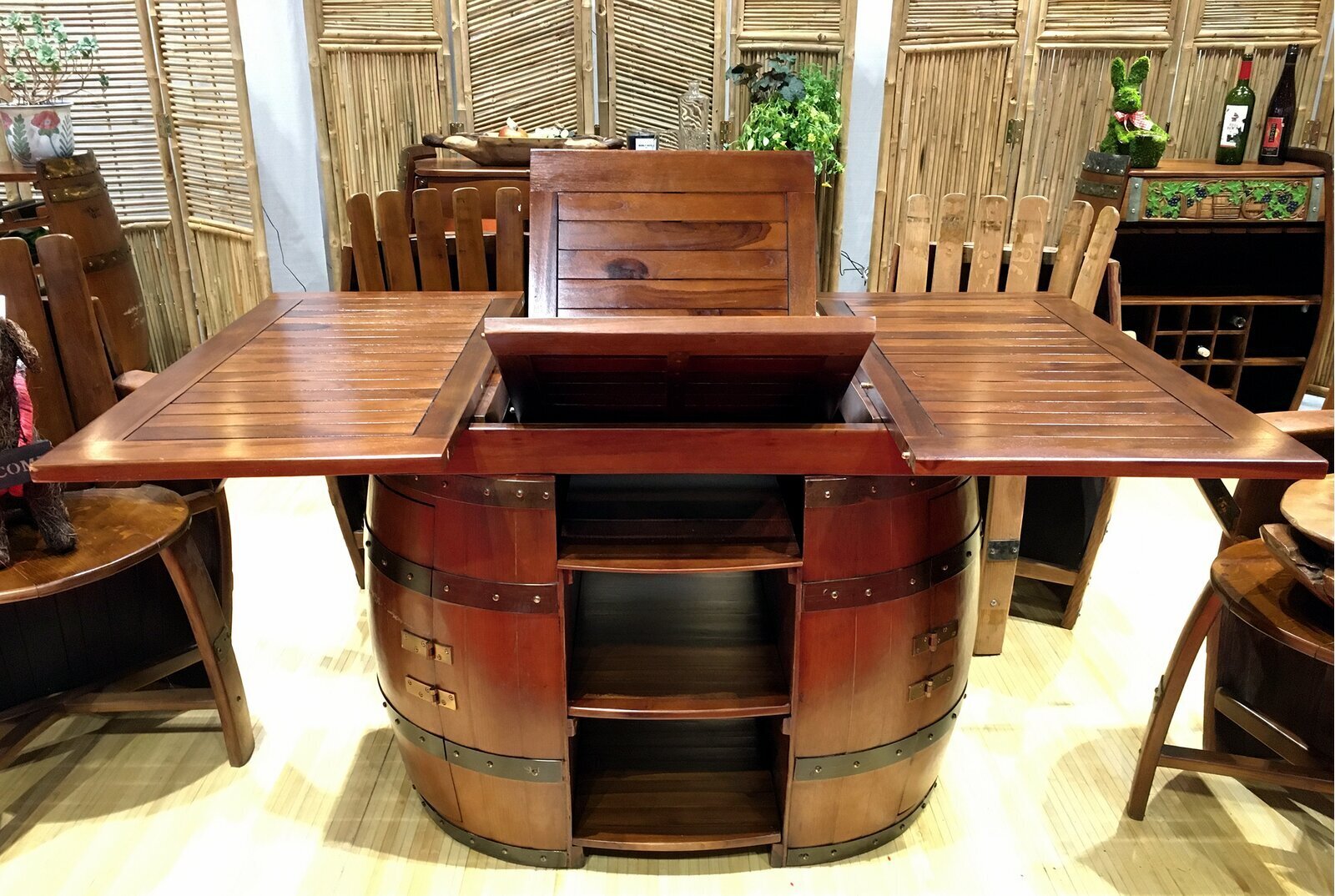 Wine Barrel Dining Table With Leaf