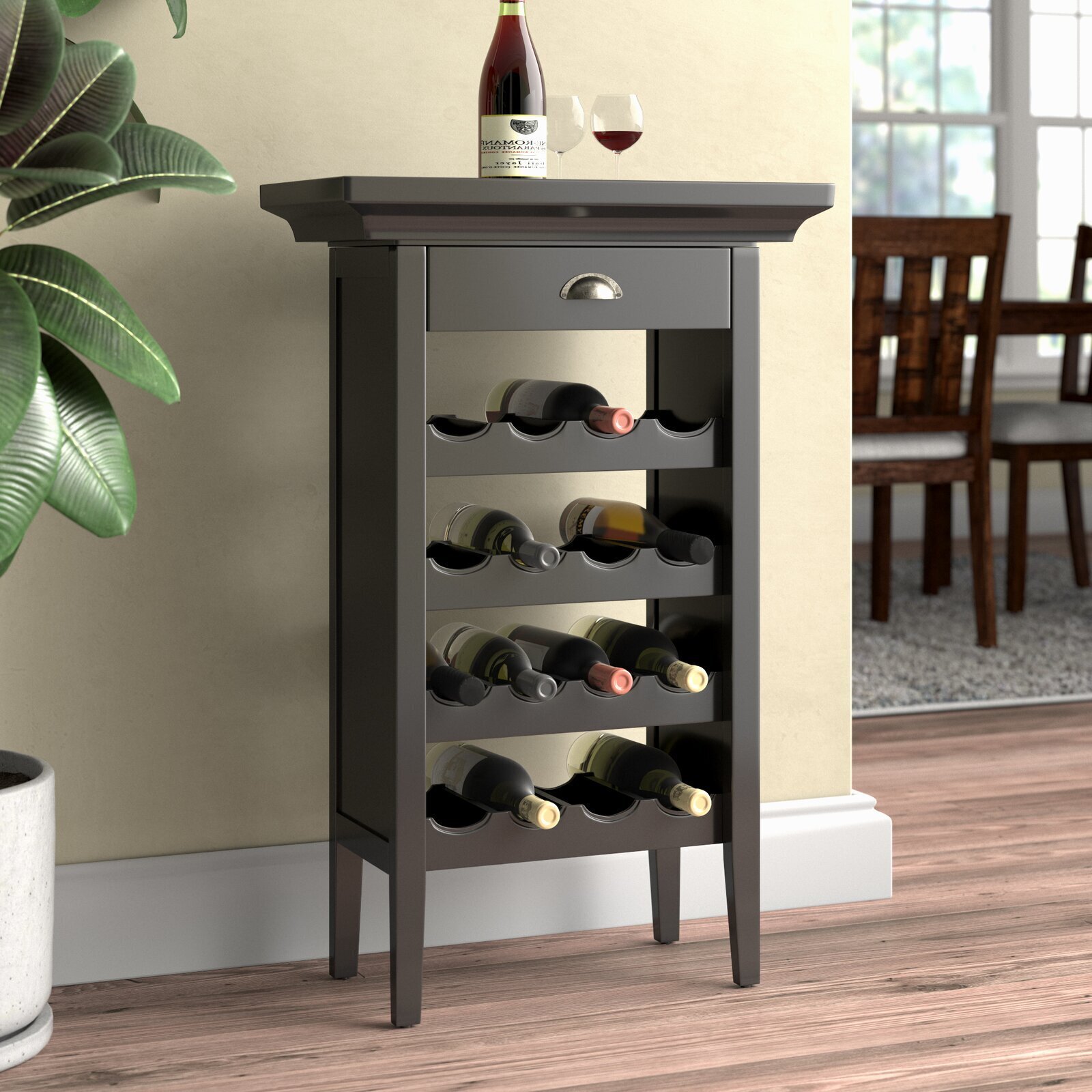 Wine Rack End Table With Mini Drawer